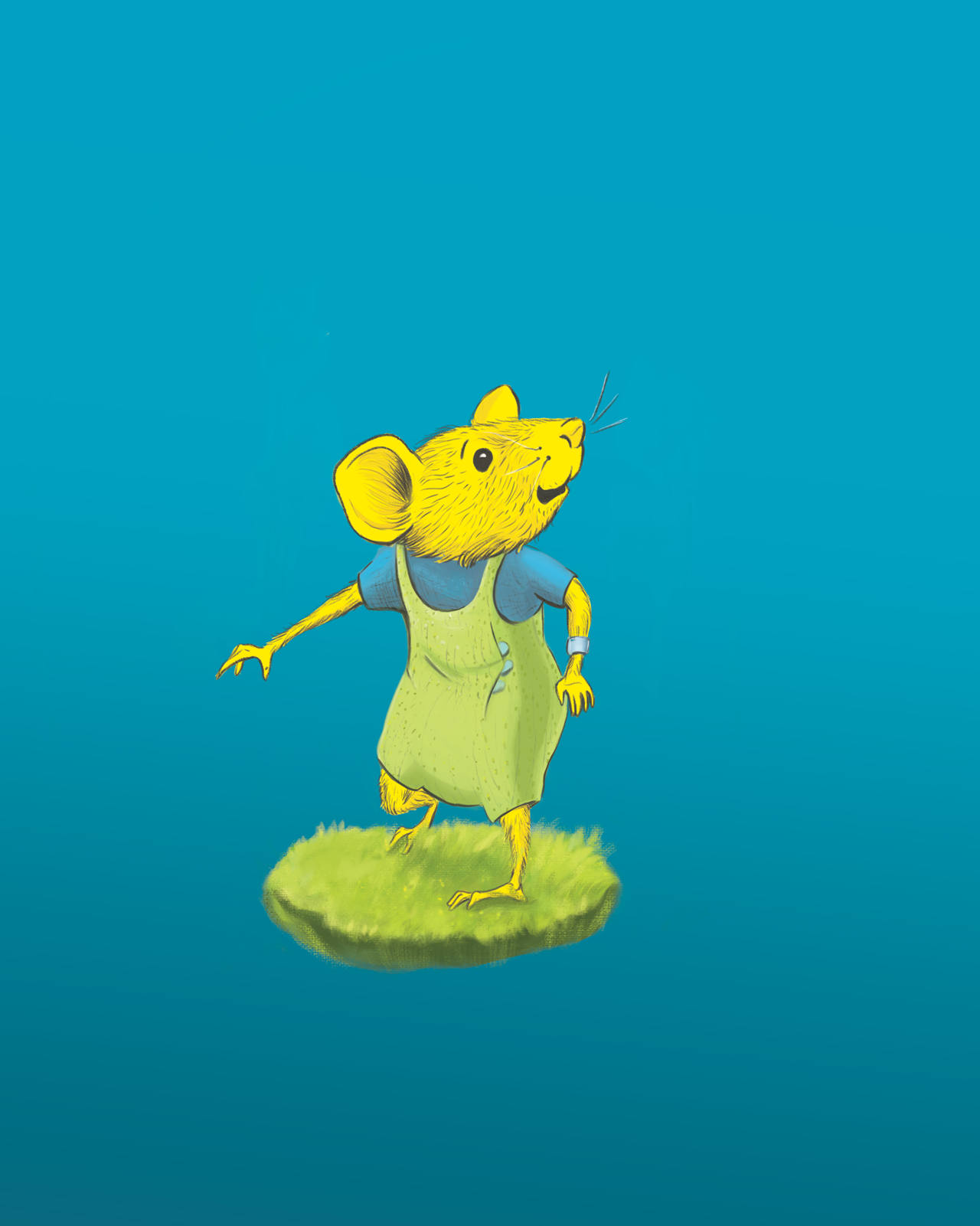 Christina Blackley Art illustration of Mouse Flying on Grass